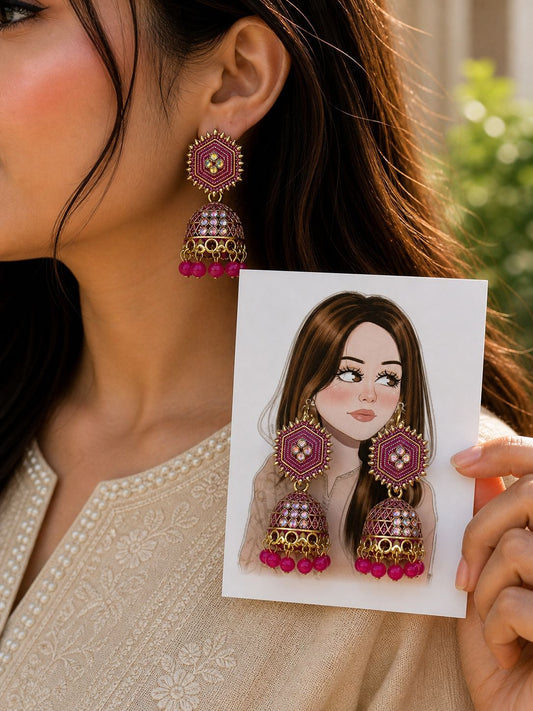 Gulabi Aura Jhumkas