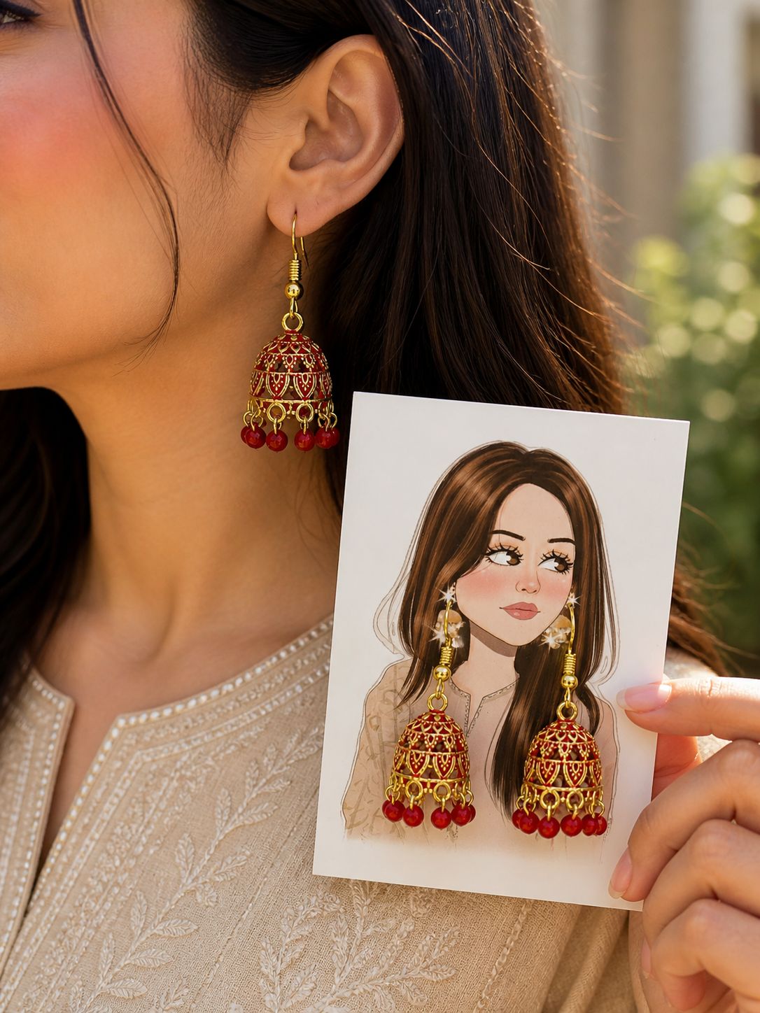 Laal pari Jhumkas