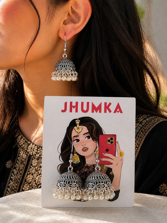 Noor-e-Silver Jhumkas